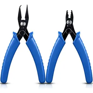2 Pcs Split Ring Pliers Crimping Jewelry Jump Pliers for Opening/Closing Split Ring or Key Chain, Wire Flush Cutter Set for Jewelry Beading Repair Making Supplies