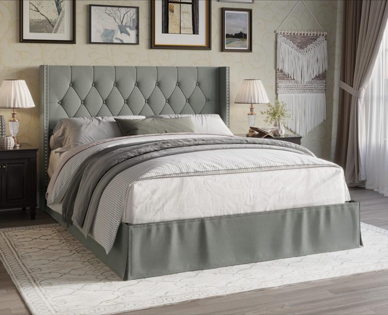 Favorer Billy Tufted Upholstered Platform Bed - Wingback or Non-Wingback, Available in Multiple Sizes, Classic Design
