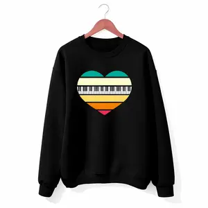 Men's Vintage Heart-Shaped Piano Key Sweatshirt – Relaxed Fit, Perfect Gift for Music Fans