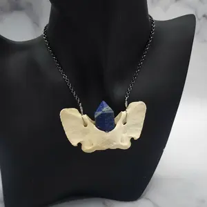 Sodalite Obelisk Coyote Atlas Necklace (Gunmetal)