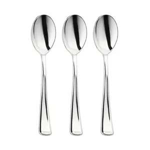 Shiny Metallic Silver Plastic Spoons