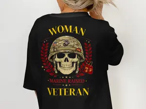 Iron Willow Marine Raised Woman Veteran Tee - Bella 3001 Premium Unisex Fit Soft Durable Cotton Back Graphic Statement Piece