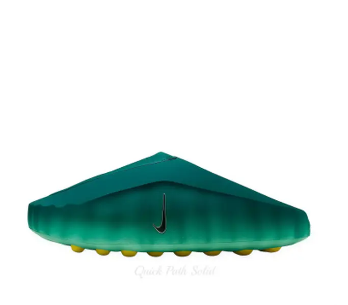 Integrated Wavy Shell Casual Slides, Smooth Gradient Green Rubber Yellow Grain Accent Low-Top, Shock Absorbing Inner Pad & Wear-Resistant Base, With New Shoe Box, Street Fashion Light Relax Activity Casual Stroll Daily Commute Footwear