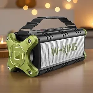 W-KING 90W Bluetooth Speaker Portable Wireless IPX6 Waterproof 50W Deep Bass 2 Subwoofers 40H Playtime Power Bank Dual Pairing EQ TF AUX NFC for Camping Pool Party Resistant Audio Adjustable Rechargeable Stereo
