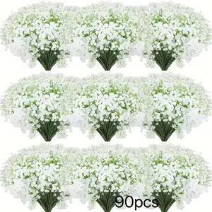 90pcs Real Touch Baby's Breath Artificial Flowers - Oxidation Resistant, Bulk Decorative Bouquets With Stems For Home & Office Decor, Plastic Flower