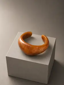 Amber Glow Resin Cuff Bracelet