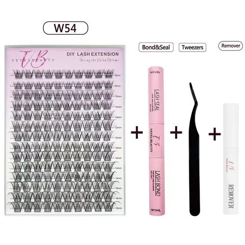 LuxeBold Fluffy Eyelash Clusters Kit, DIY Faux Mink Individual Eyelash Extensions with 5-Second Applicator, Bond & Seal, Boneless Lashes for Salon-Worthy Flawless Cosmetic Dramatic Volume At Home