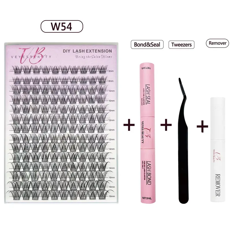 LuxeBold Fluffy Eyelash Clusters Kit, DIY Faux Mink Individual Eyelash Extensions with 5-Second Applicator, Bond & Seal, Boneless Lashes for Salon-Worthy Flawless Cosmetic Dramatic Volume At Home