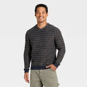 Men's V-Neck Sweater - Goodfellow & Co Navy Blue XXL