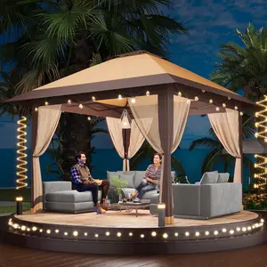 【GARVEE】13x13ft Pop-Up Canopy Tent with Mosquito Netting - Portable Outdoor Shelter for Lawn, Garden, Backyard, and Deck - Features Instant Setup, Double Roof Design, and Multiple Color Options