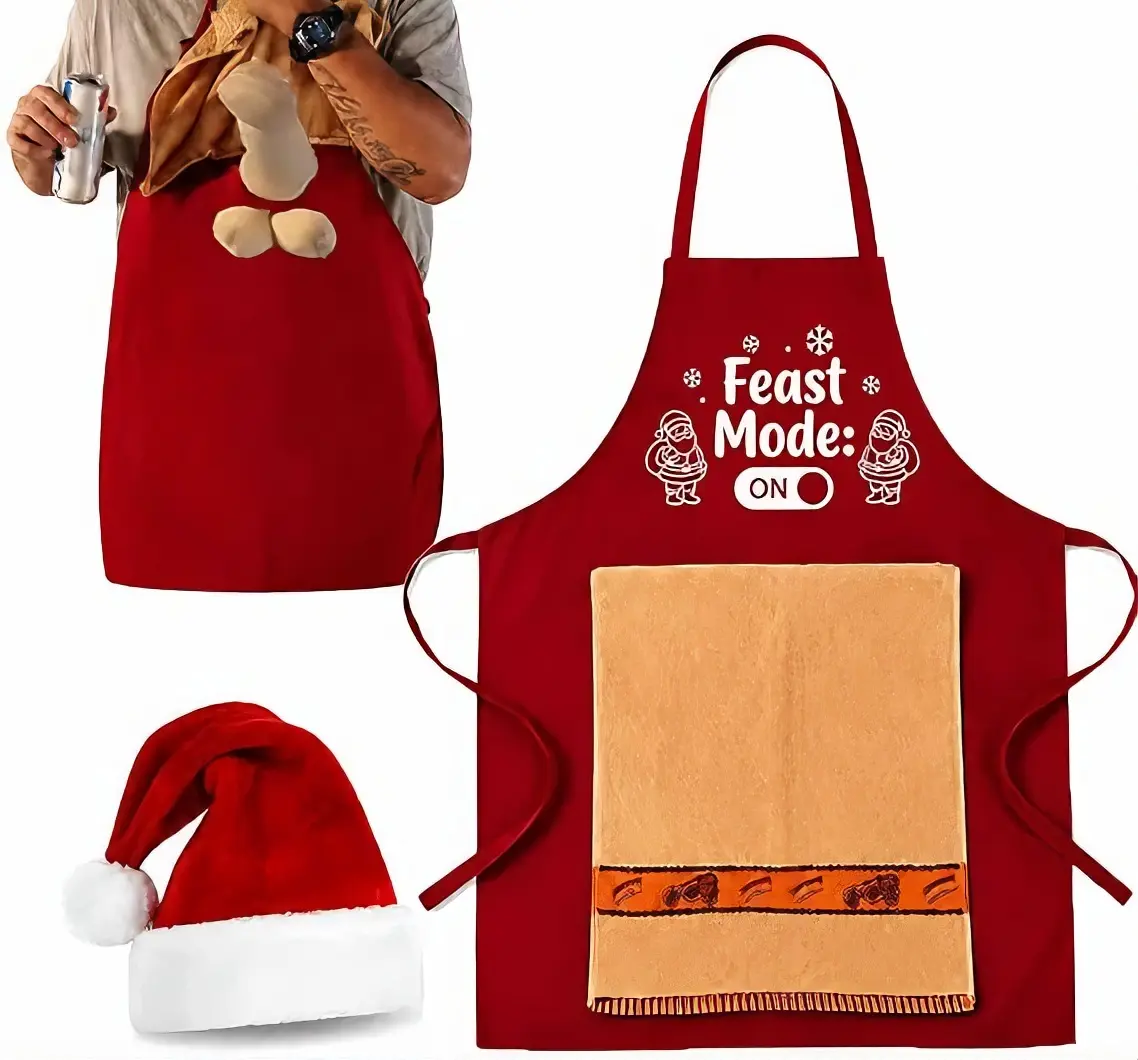 Head Chef Prank Apron for Men - Funny Inappropriate Cooking & Grilling Apron with Hidden Images, Big Daddy Style(without a hat)