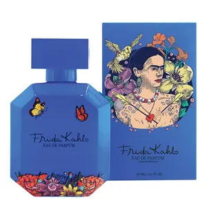 Frida Kahlo Blue Eau de Parfum for Women - Floral Gourmand Fragrance with Agave Coconut Jasmine Orange Blossom Mexican Vanilla & Amber Long Lasting Perfume 1.7 oz Lacquered Bottle Made in USA