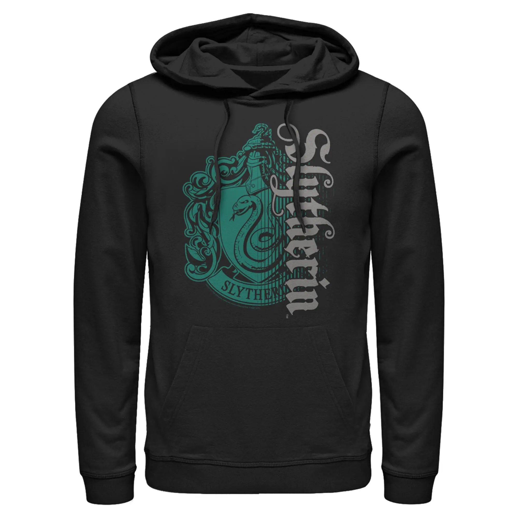 Men's Harry Potter Slytherin Dark Badge Logo Pull Over Hoodie Men's Harry Potter Slytherin Dark Badge Logo Pull Over Hoodie