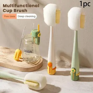 Five-In-One Multi-Functional Long Handle Cup Brush, Water Bottle Cleaning Tool, Insulated Mug Lid Cleaner, Baby Bottle Dedicated, Bottlewasher