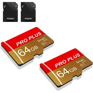 2 Pack TF Card 64GB with Adapter, High Speed Memory Card, UHS-I C10 A1 Memory TF Card for Tablet/Mobile Phone/Camera/ Audio/ Console (TF162 Red  64GB)