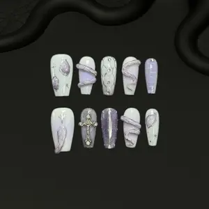 Square Press On Nail #315-324 Handmade 3D Long Lasting Reusable Premium Salon Quality Nails