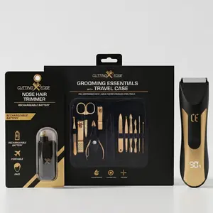 Full Body Grooming Kit for Men - Hair Trimmers, Nose & Ear Trimmer, And 12-in-1 Manicure Pedicure Set with Travel Case Bundle