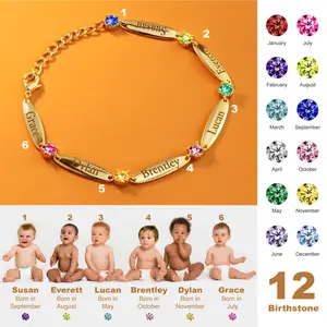 AS196 Mother's Day Gift Custom Engraved Name December Birthday Stone Bracelet DIY Personalized Engraved Name Bracelet