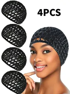 4-Piece Long Sleep Cap Set, Women's Long Hair Net Hat Combo, Breathable Comfortable Nightcap, Perfect Gift for Holidays