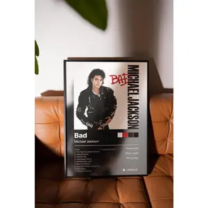 [Unframe] [Free ship] Bad Michael Jackson Album Cover  Personalized Digital Music Print Custom Artist & Album Wall Art Unique Music Gift for Fans