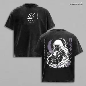 Neji Hyuga Naruto Vintage Washed Shirt - Oversized Streetwear Graphic Tee, Unisex Casual Cotton T Shirt Top, Anime Manga Fan Gift