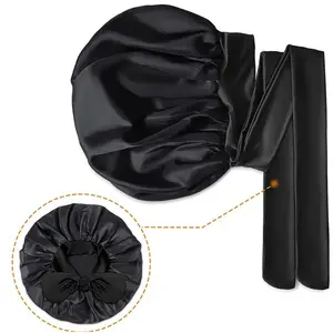 Single Side Silk Satin Sleep Bonnet – Elastic Cap for Night Hair Care