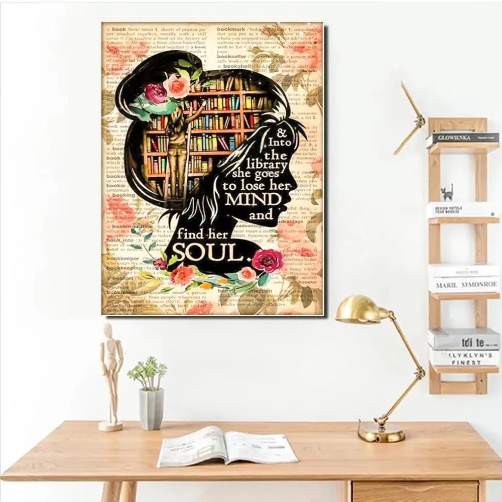 DIY Artistic Creative Wisdom / Characters / Bookshelf / Mosaic Kit, 5D Diamond Painting Kit / Full Circle Adult Diamond Painting Art, Cross Stitch Kit Mosaic Home Decorative Painting girl diamond art living room bedroom decor book pattern diy diamond art