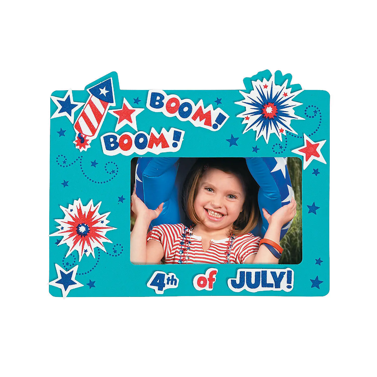 4th of July Rectangle Foam Frame Magnet Craft Kit - Makes 12, with Extra Pieces, Frame Magnet Photo Album Accessories for Independence Day Home Decor