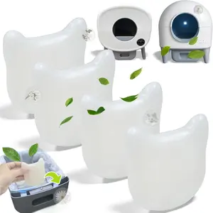 4 Pack Deodorizer for Cumrige Self Cleaning Litter Box, Odor Eliminator Compatible with Fumoi Automatic  Litter Box, Cute  Shaped Design with Camellia Flower Scent,  Refills