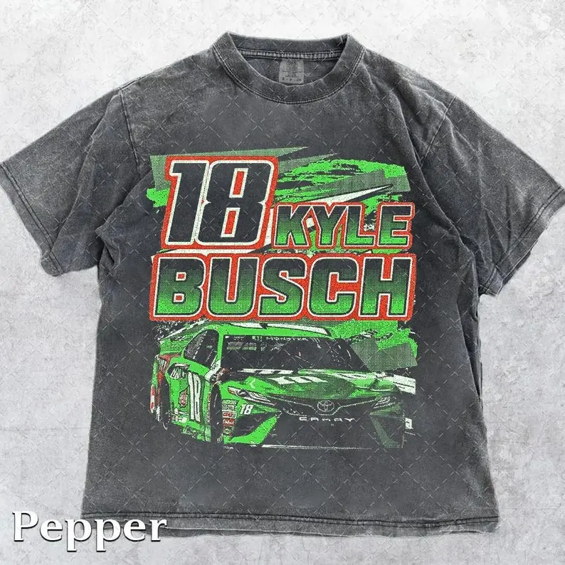Kyle Busch Vintage NASCAR Shirt | Comfort Colors Racing Tee | Retro Stock Car Graphic Tee for Motorsports Fans