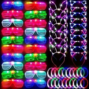 20/24/36/40/54/57-Piece Adult Luminous Party Supplies, Luminous Party Gifts, Colorful Glasses, Luminous Bracelet, Luminous Hair Band, Suitable For Luminous Parties, Weddings, Birthdays, Concerts And Carnival Parties, Party Games And Activities Unisex
