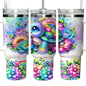 Turtle Tumbler 40oz Stainless Steel Handmade Lid Straw Bottle Drinkware Water Bottles Cup Mug Portable Bottled Washable Reusable Insulated Flasks