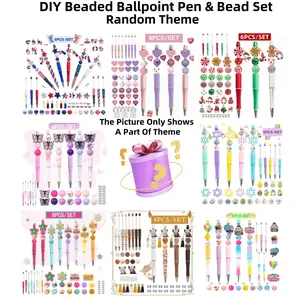 Back to School DIY Craft Bead Pen Kit - Surprise Blind Box，Beads &Pens, Creative Gift for Students, Office Workers, Craft Lovers, Party Birthday Supplies, Beaded Pens