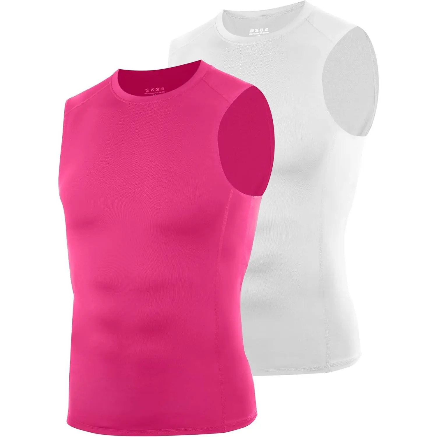 2 Pack Sleeveless Compression Shirt Men, Quick Dry Athletic Workout Tank Top, Gym Sports Base Layer Undershirts