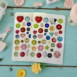 Many buttons Stickers | Mixed Media Buttons Sticker Sheet | Scrapbook, Journal, Planner | 4x6 | Matte