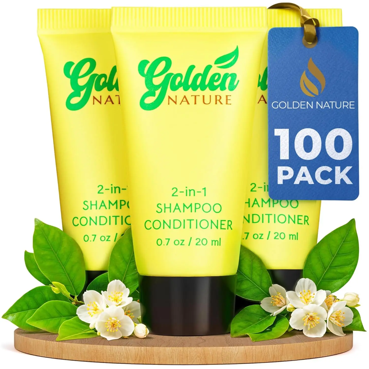 Travel Size 2-in-1 Shampoo & Conditioner - Jasmine, 0.7 fl oz, 100 PK - Delight Your Guests with Soothing & Refreshing Conditioning Shampoo - Bulk Small Size Hotel Toiletries