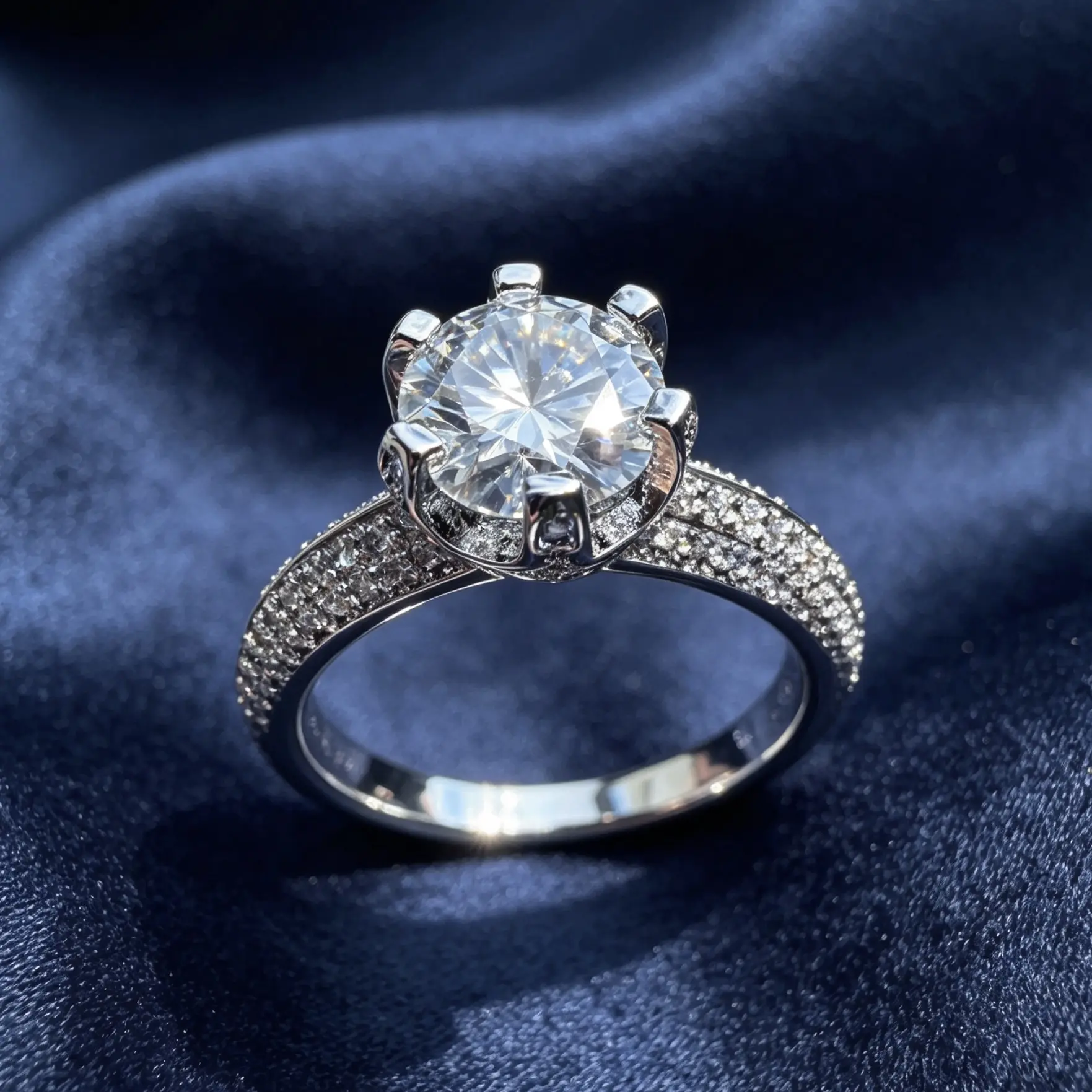 (M)GRA Moissanite Ring Elegant Design & Sparkling Stone Daily Wear Fine Jewelry Women's Fashion Pretty Gift for Her