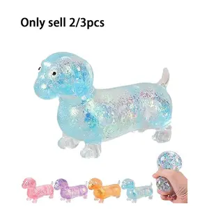 2/3pcs Anxiety Squishies, Fidget Cube Stress Relief, Ultra-Soft Touch Cute Weiner Dog Stress-Relieving Toy Set, Mini Rainbow Stretchy Dogs with Face for Adultsv, Mini Squishies for Kids Teens Adults Stress Relief Classroom Home Office