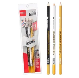 Red by Kiss 3PCS Barber Pencil Set with Built-in Sharpener for Edge Hairline Razor Trace & Beard Guide Outliner - Value Pack