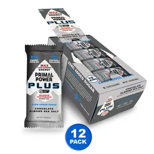 Primal Power Plus Liver Nutrition Bars – Chocolate Almond Sea Salt – 12 Pack | 10g Protein, Grass-Fed Beef Liver, Collagen, B12 Energy Boost, No Seed Oils or Sugar Alcohols, Paleo & Carnivore Friendly