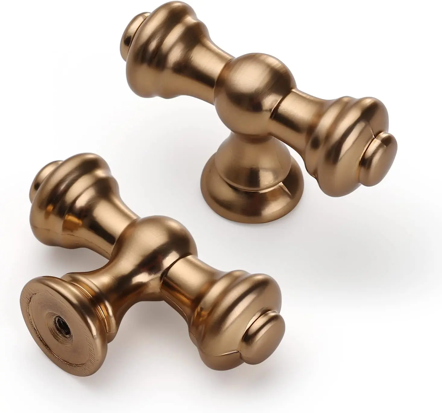 6 Pack Champagne Brone Kitchen Cabinet Knobs - Square Brushed Brass Dresr Knobs for Dresr Drawers