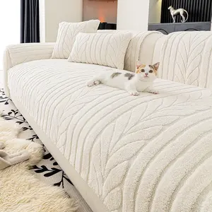 Comfortable Cotton Velvet Sofa Cushion, Pet-Friendly Non-Slip Couch Protector, Soft Cut Pile Fabric, Multiple Colors Available, Dustproof Sofa Slipcover