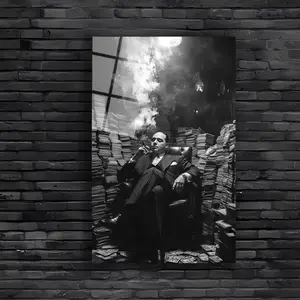 Tony Soprano Glass Wall Art, James Gandolfini Sopranos Poster, Mafia Movie Decor, Cigar Art, Large Tempered Glass Print, Man Cave Wall Decor( Unframed - Print Only )