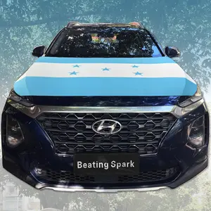 Honduras Car Hood Flag 4x5ft with 2 Clips - Bandera de Honduras Bonnet Cover for Independence Day Sept 15-16 - Universal Fit for SUV, Pickup & Truck - Catracho Pride Car Decor