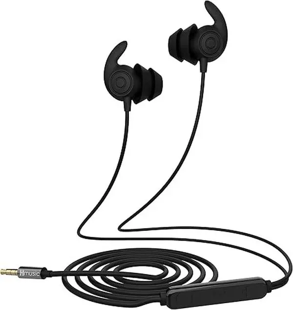 Hmusic Wireless Sleep Earbuds - 2g Lightweight In-Ear Earbuds with Dual-Layer Ultra-Soft Silicone, Sound Isolation, Copper Cable, HIFI Sound for Side Sleepers, Phones, MP3/MP4 Players, TikTok Shop Creator Picks (Black/Pink)
