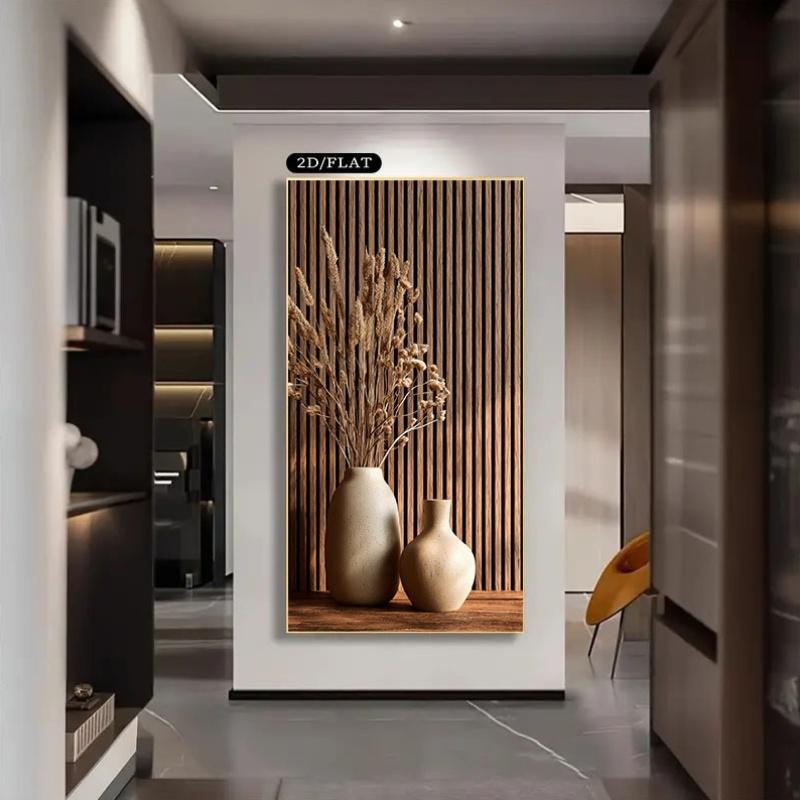 1 Piece Modern Minimalist Style Canvas Wall Art Print Poster - Beige/Brown Tone, Size 27.5x 55.1inch cm, Wall Decoration, Bedroom Artwork, Art Vase Design, Textured Background, 2D Flat