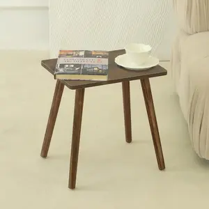 Side Table, Small Wood End Table Living Room, Mini Bed Side Table Modern Accent Nightstand with Solid Wood for Bedroom Office Small Spaces, Rustic Brown