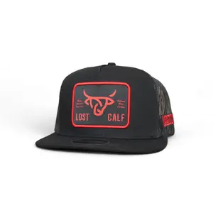 Lost Calf Flat Plate Red/Black Flat Bill Trucker Hat