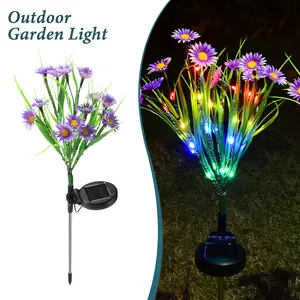Solar-powered artificial wildflower ground light (purple) | Daytime decoration, nighttime illumination | Waterproof and sunproof, automatic light control | Perfect for adding ambiance to gardens/courtyards/lawns/paths