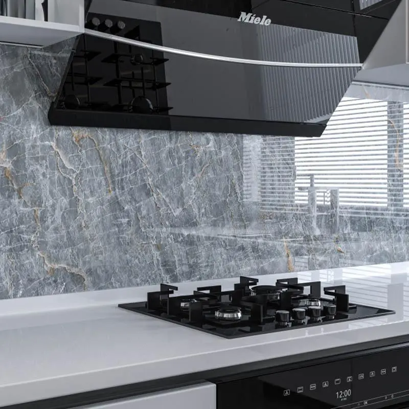 60cm*1m Imitation Marble Pattern Tile Stickers Waterproof Cabinet Refurbishment Kitchen High Temperature Resistant Oil Stickers